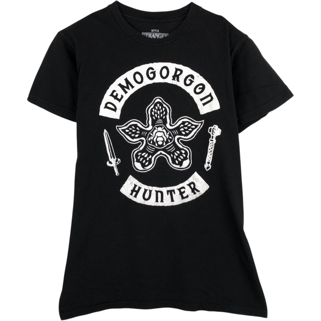 STRANGER THINGS Stranger Things Movie T-shirt Men's M size cotton black type Vintage Second Hand