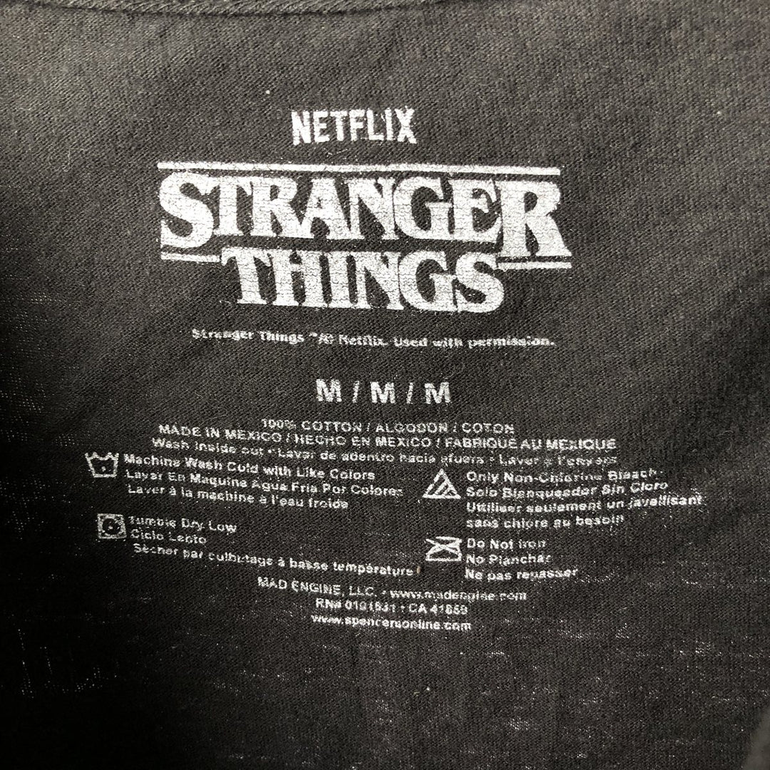 STRANGER THINGS Stranger Things Movie T-shirt Men's M size cotton black type Vintage Second Hand