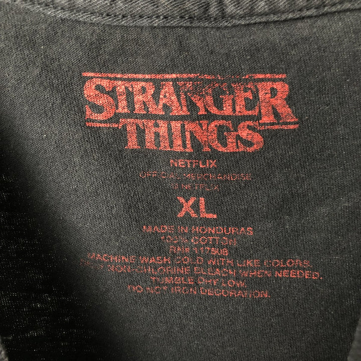 STRANGER THINGS Stranger Things Movie T-shirt Men's XL size cotton black type Vintage Second Hand