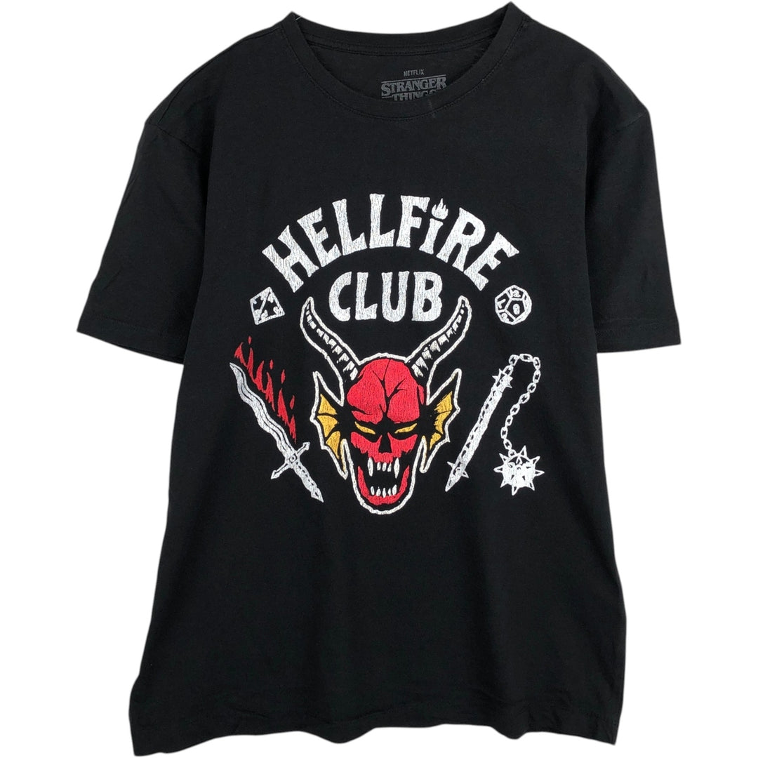 STRANGER THINGS Stranger Things Movie T-shirt Men's L size cotton black type Vintage Second Hand
