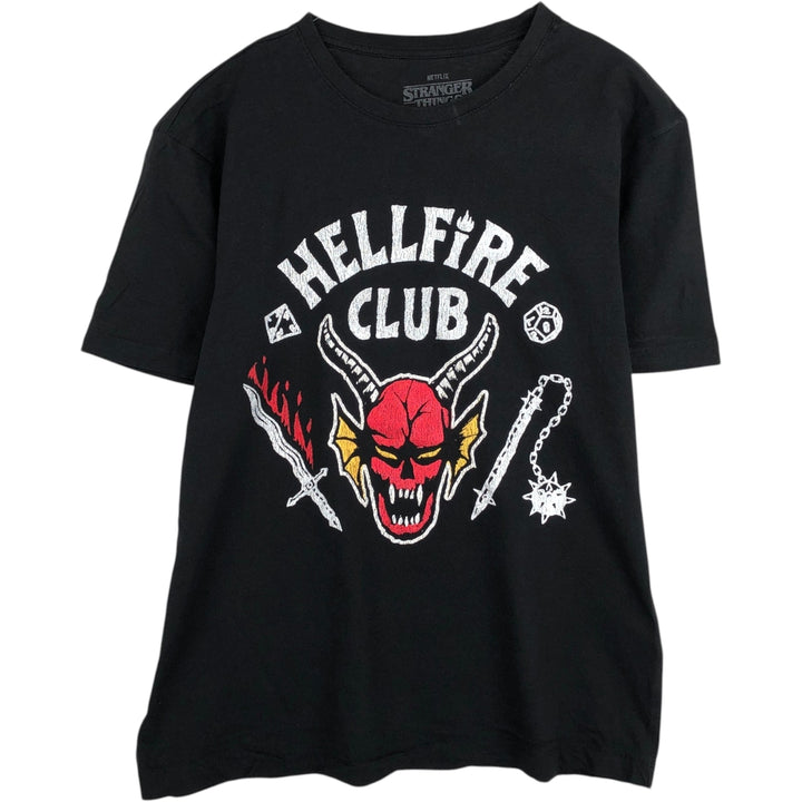 STRANGER THINGS Stranger Things Movie T-shirt Men's L size cotton black type Vintage Second Hand