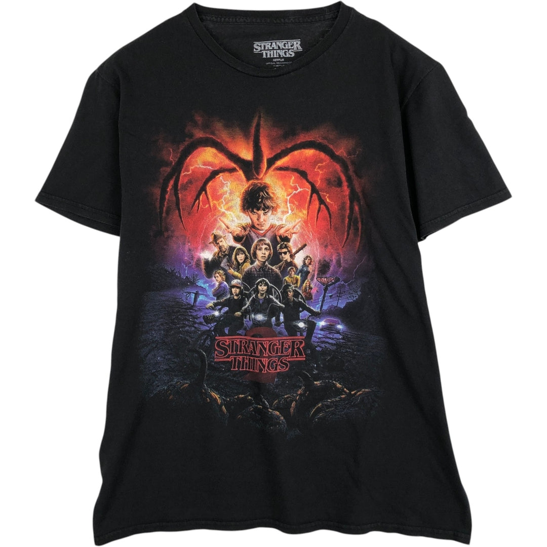 STRANGER THINGS Stranger Things Movie T-shirt Men's L size cotton black type Vintage Second Hand