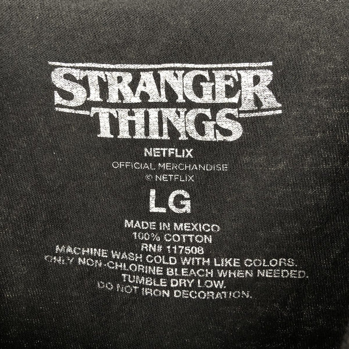 STRANGER THINGS Stranger Things Movie T-shirt Men's L size cotton black type Vintage Second Hand