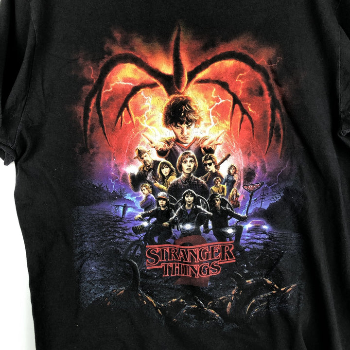 STRANGER THINGS Stranger Things Movie T-shirt Men's L size cotton black type Vintage Second Hand
