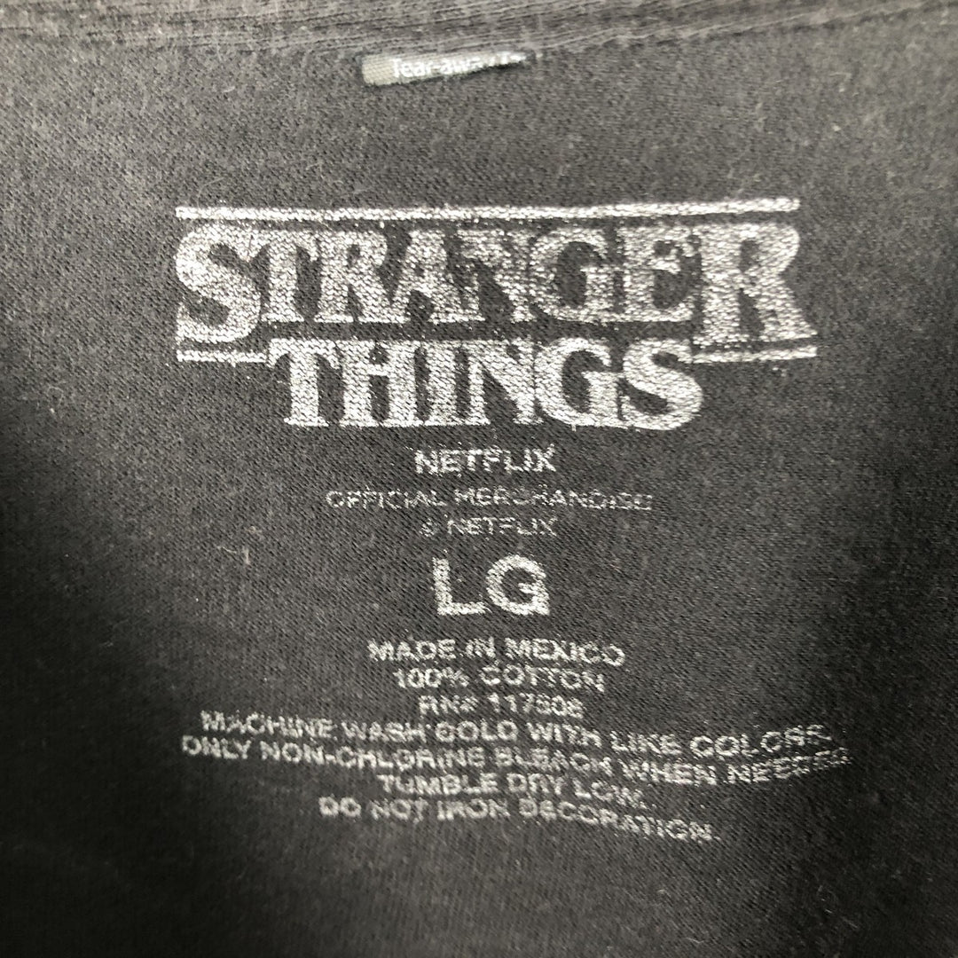 STRANGER THINGS Stranger Things Movie T-shirt Men's L size cotton black type Vintage Second Hand