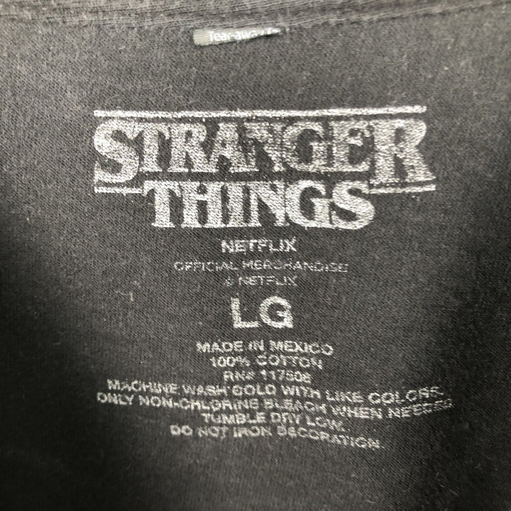 STRANGER THINGS Stranger Things Movie T-shirt Men's L size cotton black type Vintage Second Hand
