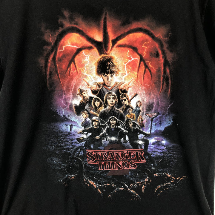 STRANGER THINGS Stranger Things Movie T-shirt Men's L size cotton black type Vintage Second Hand