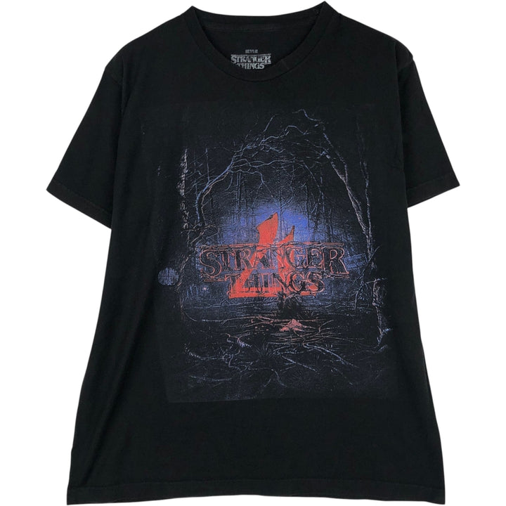STRANGER THINGS Stranger Things Movie T-shirt Men's L size cotton black type Vintage Second Hand