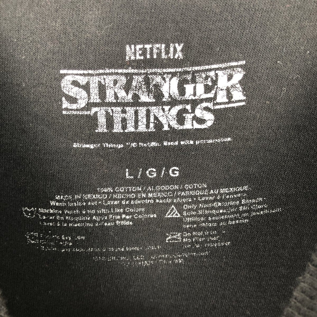 STRANGER THINGS Stranger Things Movie T-shirt Men's L size cotton black type Vintage Second Hand