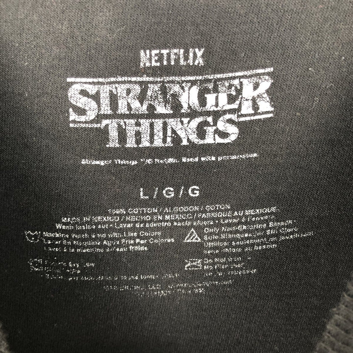 STRANGER THINGS Stranger Things Movie T-shirt Men's L size cotton black type Vintage Second Hand