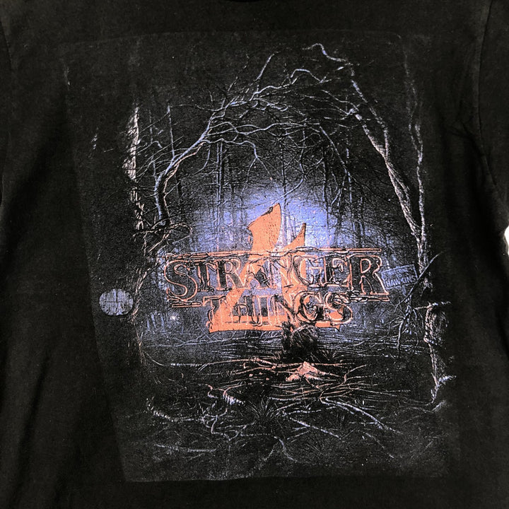 STRANGER THINGS Stranger Things Movie T-shirt Men's L size cotton black type Vintage Second Hand