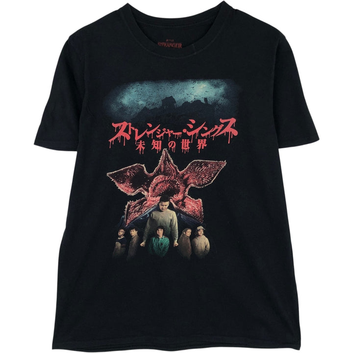 STRANGER THINGS Stranger Things Movie T-shirt Men's M size cotton black type Vintage Second Hand