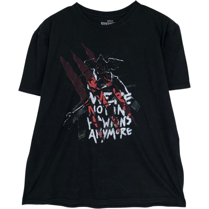 STRANGER THINGS Stranger Things Movie T-shirt Men's L size cotton black type Vintage Second Hand