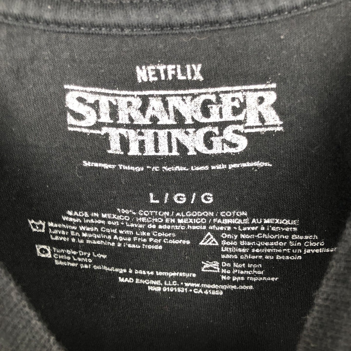 STRANGER THINGS Stranger Things Movie T-shirt Men's L size cotton black type Vintage Second Hand