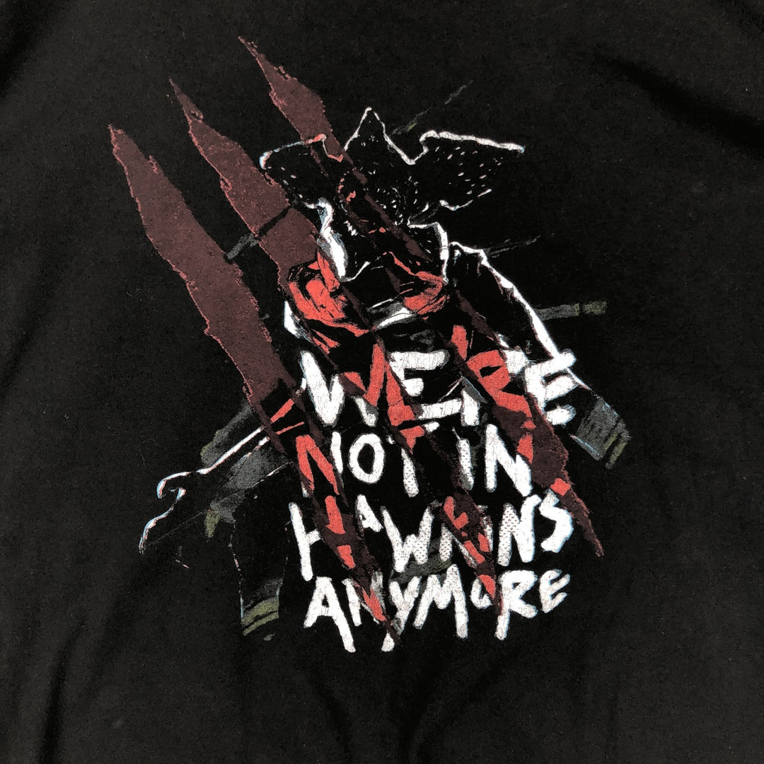 STRANGER THINGS Stranger Things Movie T-shirt Men's L size cotton black type Vintage Second Hand