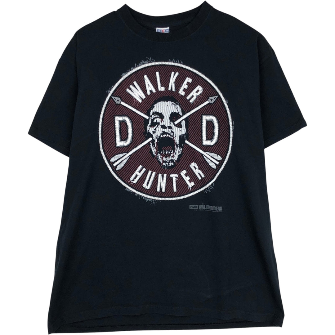 Jerzees WALKING DEAD Skull Pattern Movie T-Shirt (Men's XL equivalent) cotton black type Vintage Second Hand