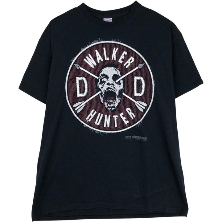 Jerzees WALKING DEAD Skull Pattern Movie T-Shirt (Men's XL equivalent) cotton black type Vintage Second Hand
