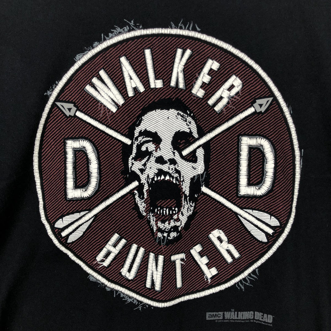 Jerzees WALKING DEAD Skull Pattern Movie T-Shirt (Men's XL equivalent) cotton black type Vintage Second Hand
