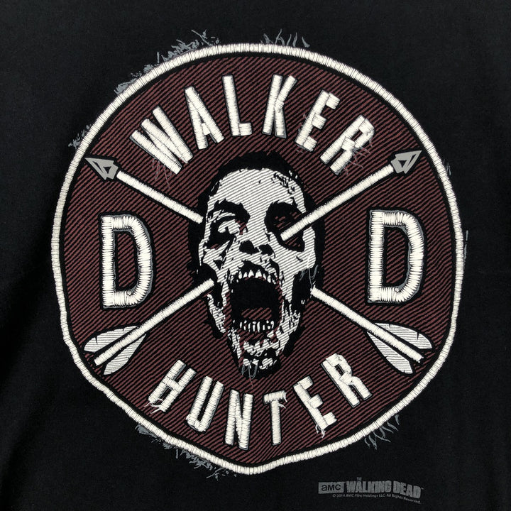 Jerzees WALKING DEAD Skull Pattern Movie T-Shirt (Men's XL equivalent) cotton black type Vintage Second Hand