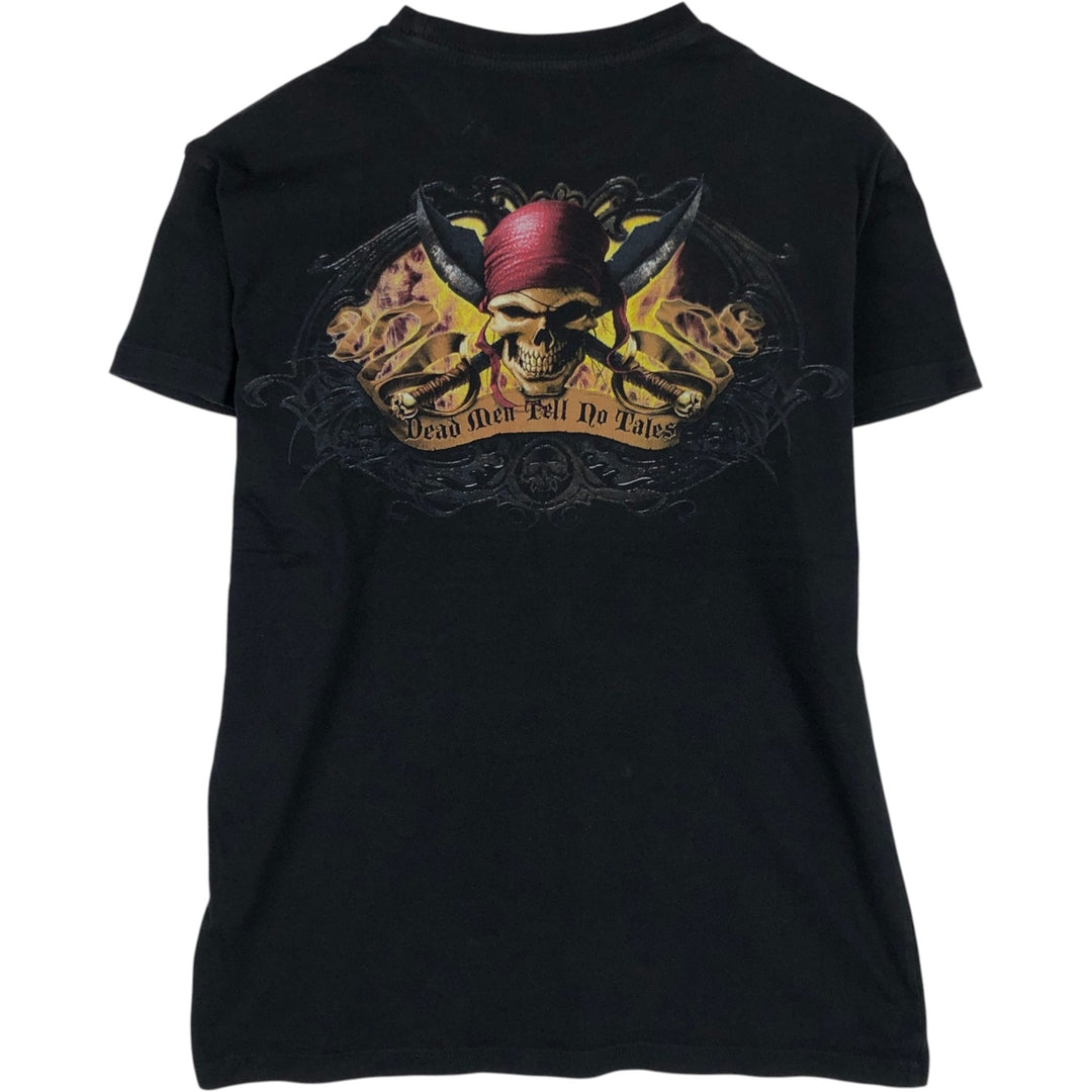PIRATES OF THE CARIBBEAN Skull Pattern Movie T-Shirt (Men's Size S) cotton black type Vintage Second Hand