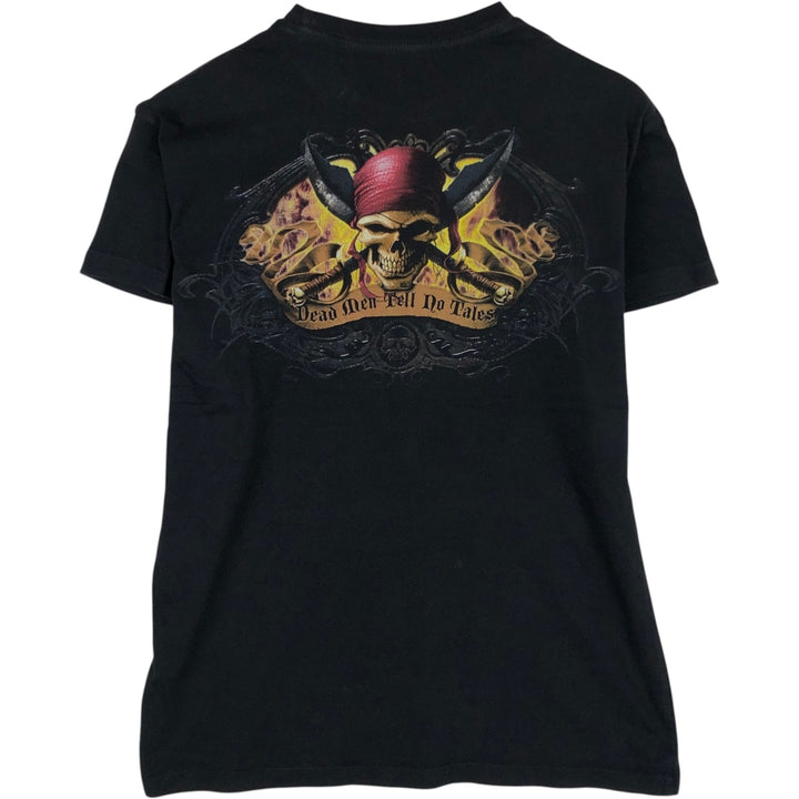 PIRATES OF THE CARIBBEAN Skull Pattern Movie T-Shirt (Men's Size S) cotton black type Vintage Second Hand