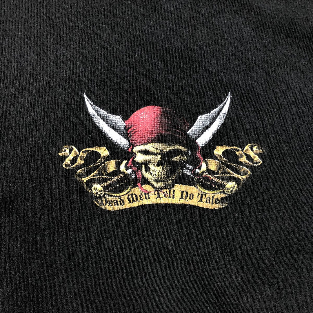 PIRATES OF THE CARIBBEAN Skull Pattern Movie T-Shirt (Men's Size S) cotton black type Vintage Second Hand