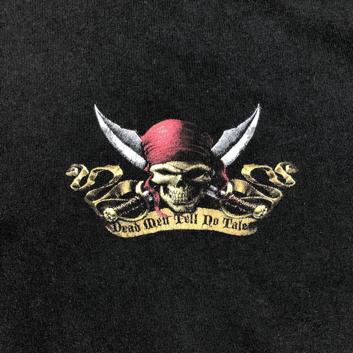 PIRATES OF THE CARIBBEAN Skull Pattern Movie T-Shirt (Men's Size S) cotton black type Vintage Second Hand