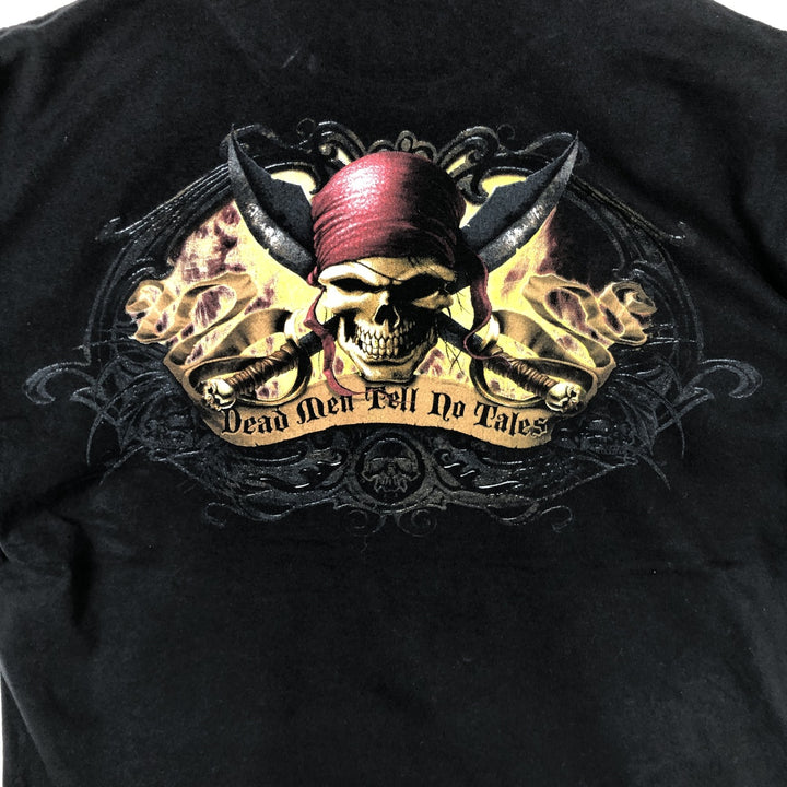 PIRATES OF THE CARIBBEAN Skull Pattern Movie T-Shirt (Men's Size S) cotton black type Vintage Second Hand