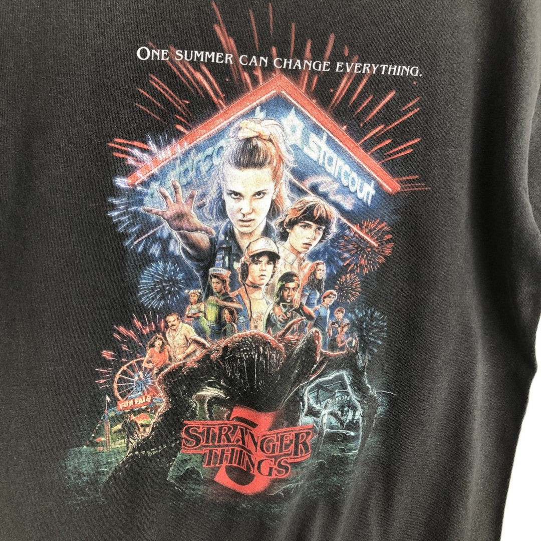 STRANGER THINGS Stranger Things Movie T-shirt Men's M size cotton black type Vintage Second Hand