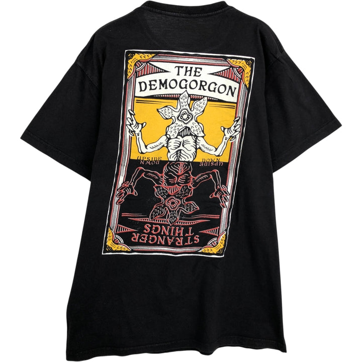 STRANGER THINGS Stranger Things Movie T-shirt Men's M size cotton black type Vintage Second Hand
