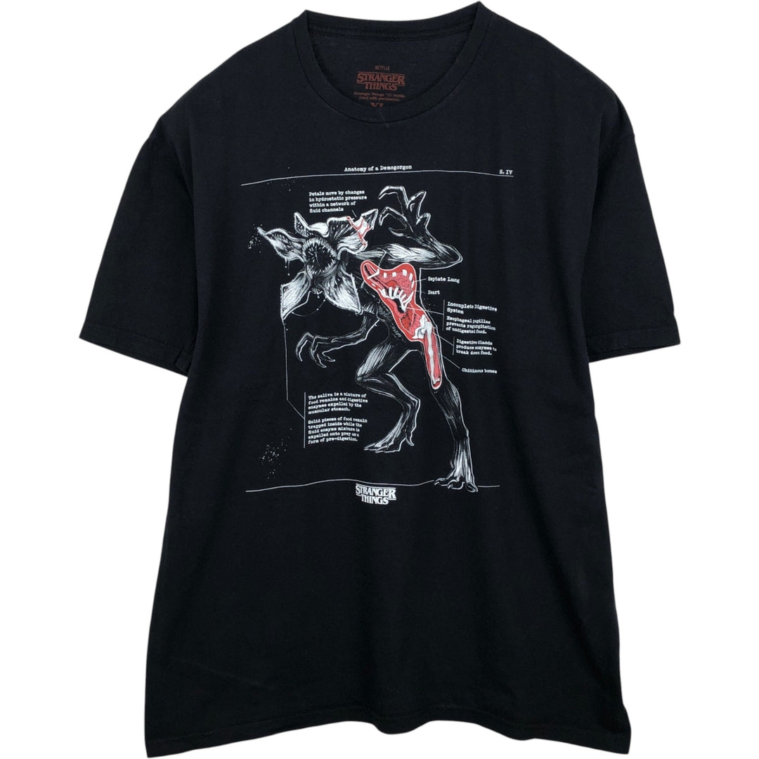 STRANGER THINGS Stranger Things Movie T-shirt Men's XL size cotton black type Vintage Second Hand