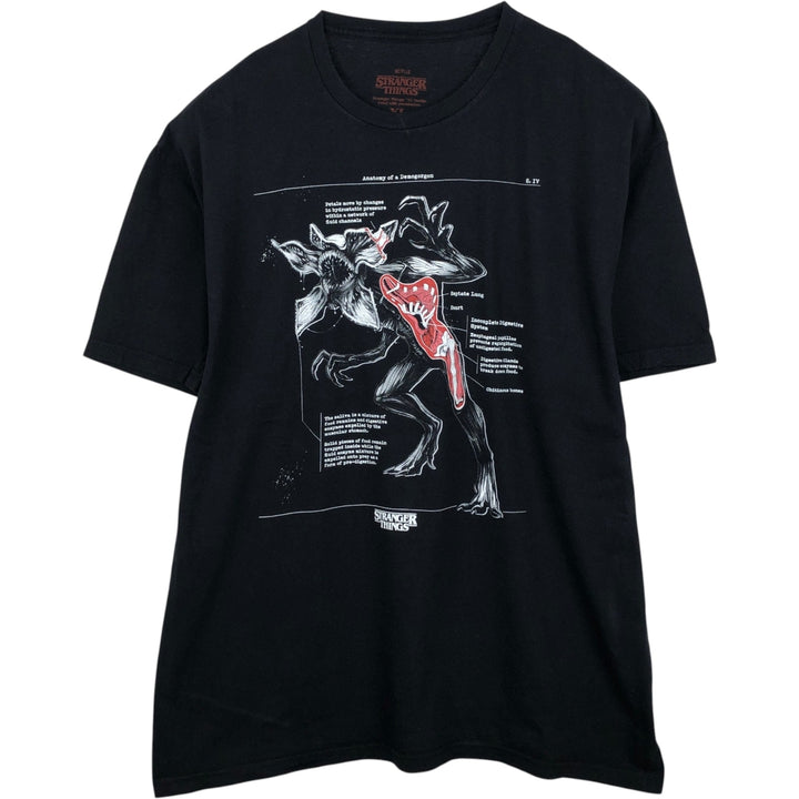 STRANGER THINGS Stranger Things Movie T-shirt Men's XL size cotton black type Vintage Second Hand