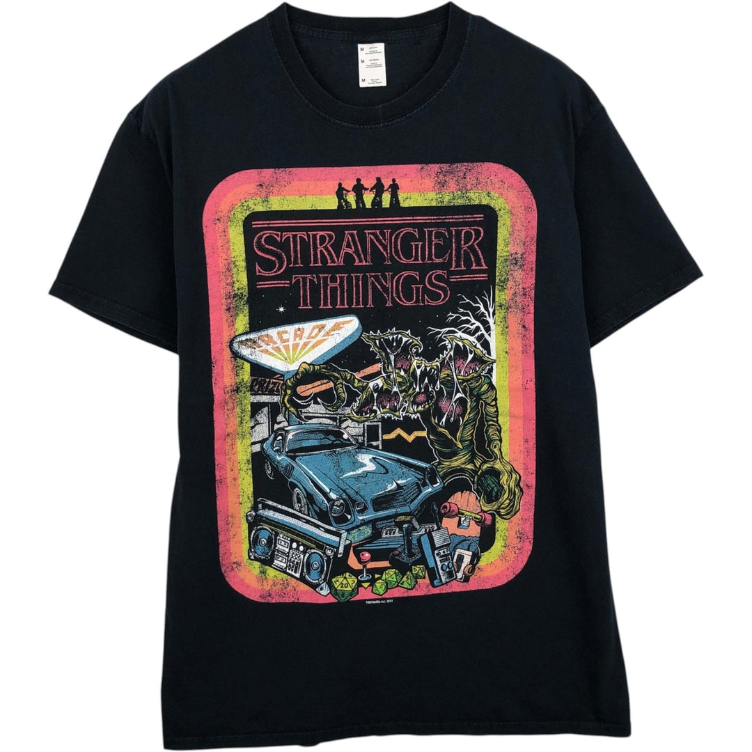 STRANGER THINGS Stranger Things Movie T-shirt Men's M size cotton black type Vintage Second Hand