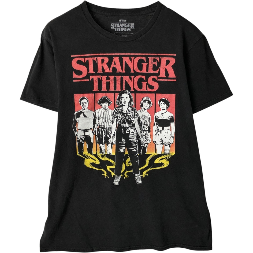 STRANGER THINGS Stranger Things Movie T-shirt Men's M size cotton black type Vintage Second Hand