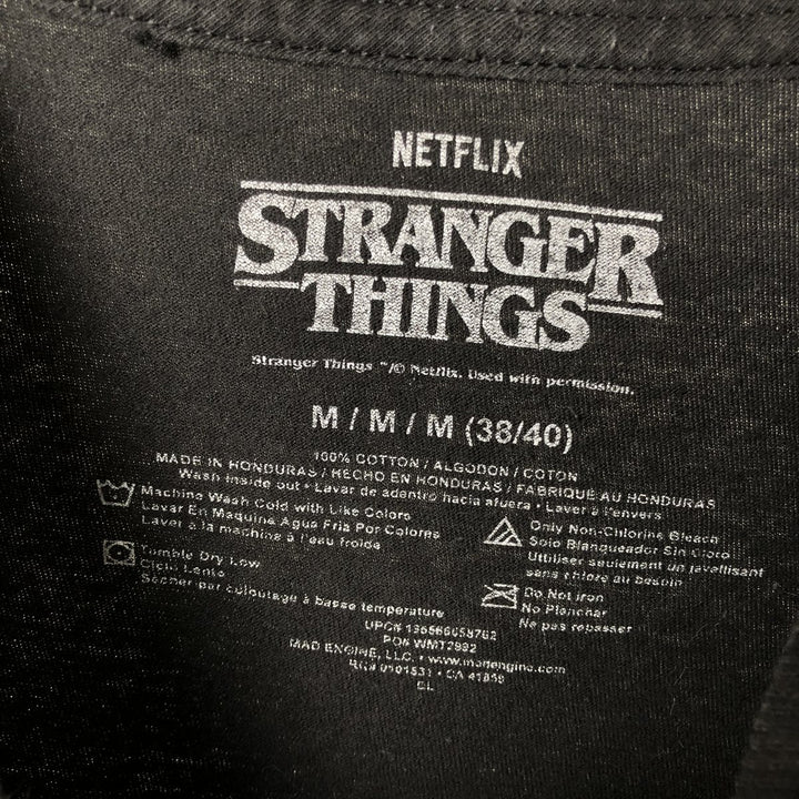 STRANGER THINGS Stranger Things Movie T-shirt Men's M size cotton black type Vintage Second Hand