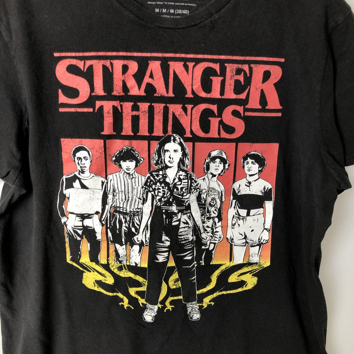 STRANGER THINGS Stranger Things Movie T-shirt Men's M size cotton black type Vintage Second Hand