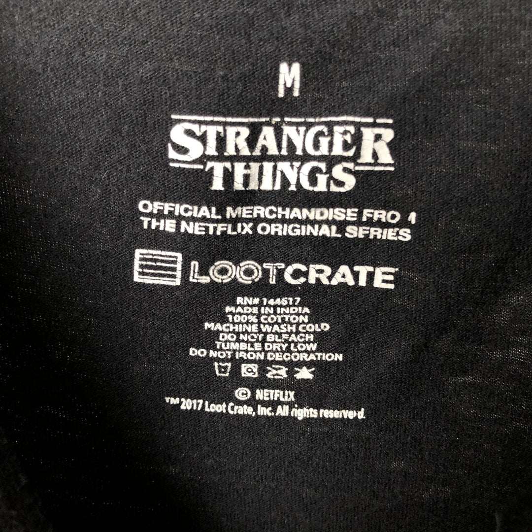 STRANGER THINGS Stranger Things Movie T-shirt Men's M size cotton black type Vintage Second Hand