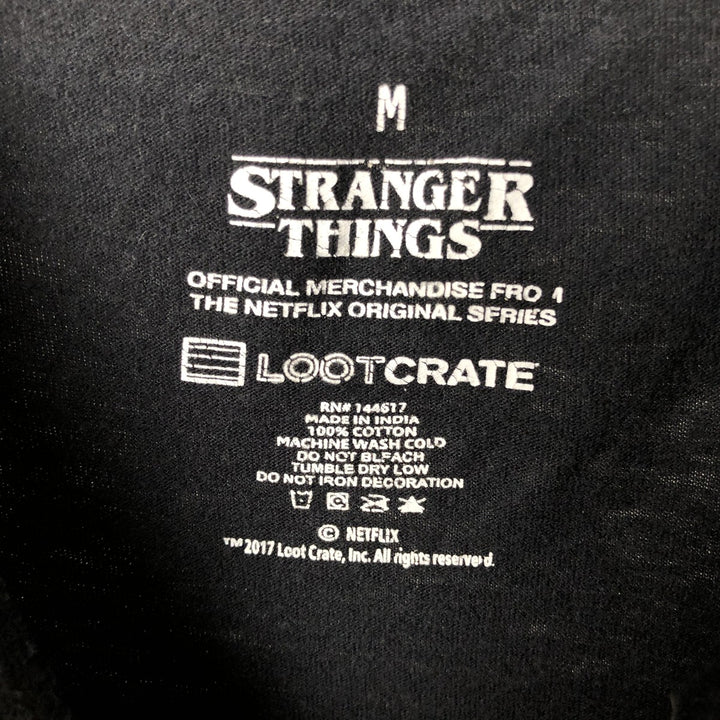 STRANGER THINGS Stranger Things Movie T-shirt Men's M size cotton black type Vintage Second Hand
