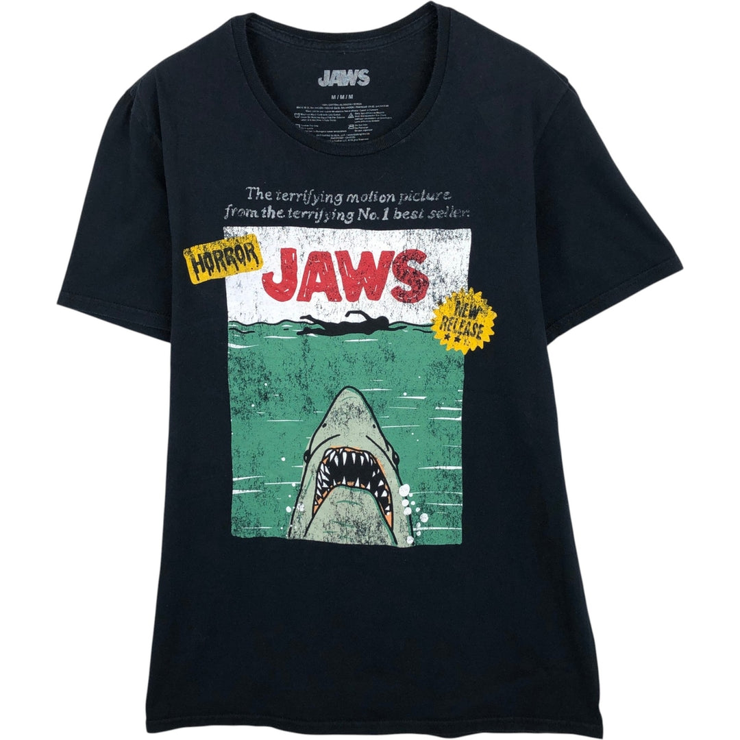 JAWS Jaws Movie T-shirt Men's M size cotton black type Vintage Second Hand