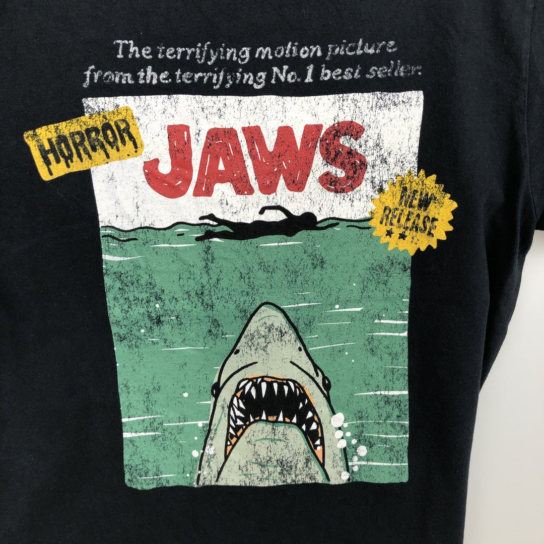 JAWS Jaws Movie T-shirt Men's M size cotton black type Vintage Second Hand