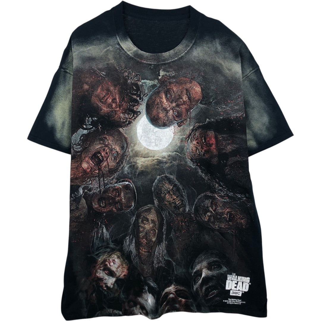 THE WALKING DEAD Large Print Movie T-Shirt Men's XL unclear black type Vintage Second Hand