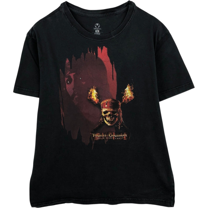 PIRATES OF THE CARIBBEAN Skull Pattern Movie T-Shirt (Men's Size M) cotton black type Vintage Second Hand