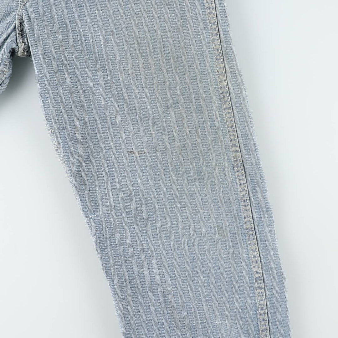 ~90'S Key Imperial Stripe Pattern Long-Sleeve All-in-One Jumpsuit Men's Size L (Equivalent) Vintage unclear blue type Vintage Second Hand