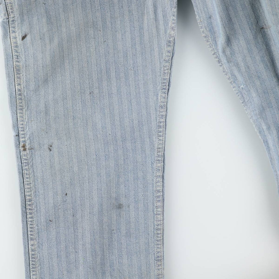 ~90'S Key Imperial Stripe Pattern Long-Sleeve All-in-One Jumpsuit Men's Size L (Equivalent) Vintage unclear blue type Vintage Second Hand