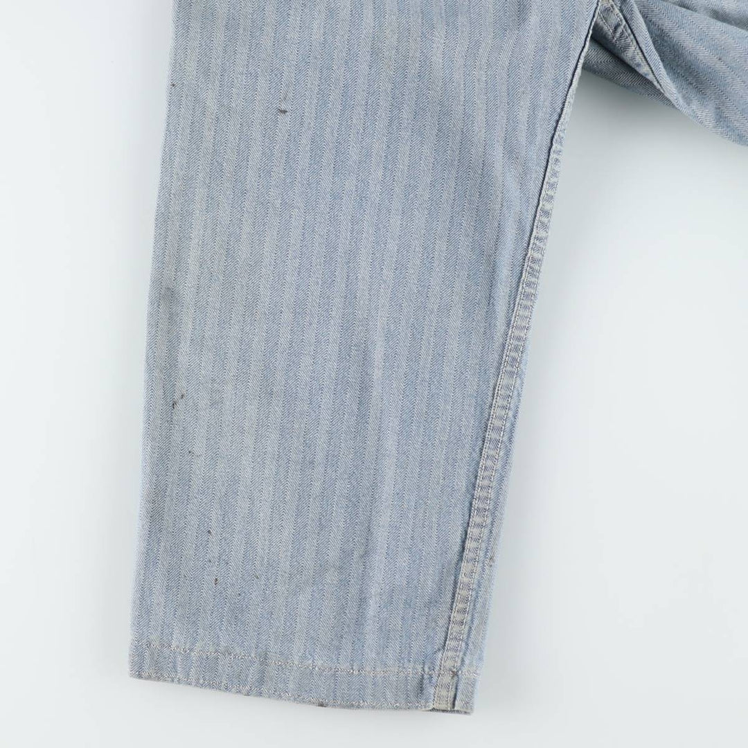 ~90'S Key Imperial Stripe Pattern Long-Sleeve All-in-One Jumpsuit Men's Size L (Equivalent) Vintage unclear blue type Vintage Second Hand