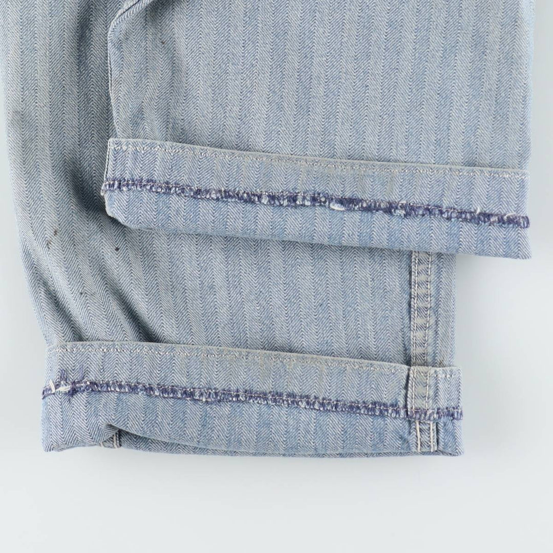 ~90'S Key Imperial Stripe Pattern Long-Sleeve All-in-One Jumpsuit Men's Size L (Equivalent) Vintage unclear blue type Vintage Second Hand