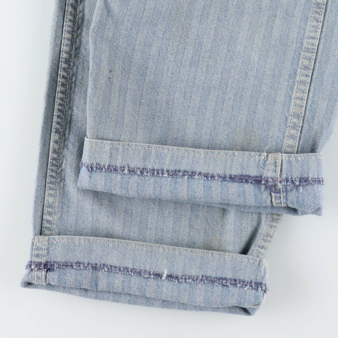 ~90'S Key Imperial Stripe Pattern Long-Sleeve All-in-One Jumpsuit Men's Size L (Equivalent) Vintage unclear blue type Vintage Second Hand