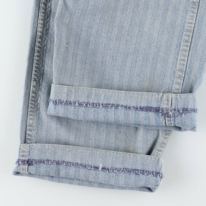 ~90'S Key Imperial Stripe Pattern Long-Sleeve All-in-One Jumpsuit Men's Size L (Equivalent) Vintage unclear blue type Vintage Second Hand