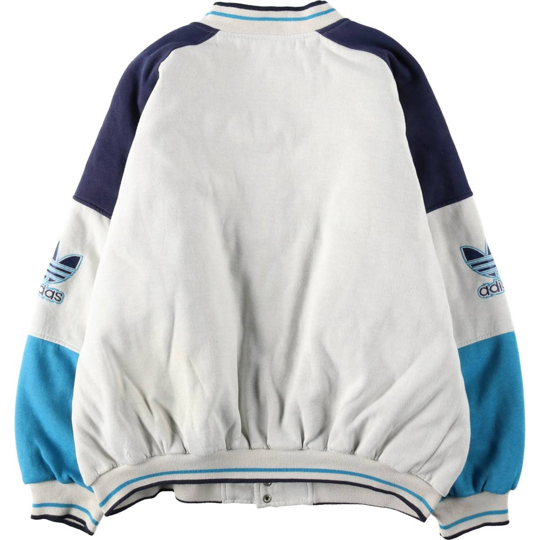 80'S Adidas Trefoil Logo Padded Sweatshirt Varsity Jacket (Men's XXL equivalent) unclear Beige type Vintage Second Hand