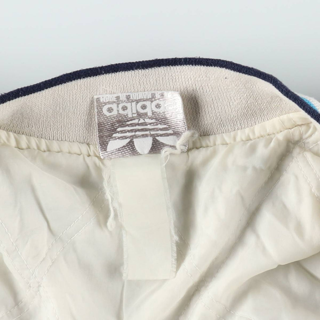 80'S Adidas Trefoil Logo Padded Sweatshirt Varsity Jacket (Men's XXL equivalent) unclear Beige type Vintage Second Hand
